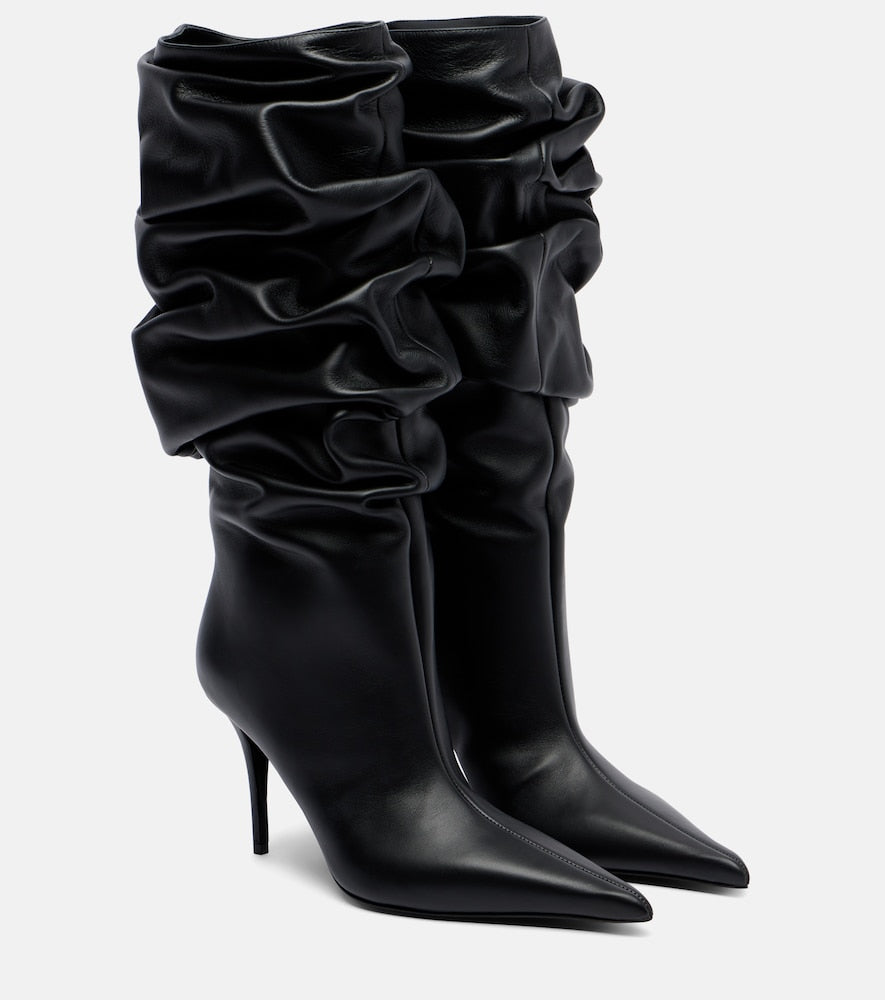 Amina Muaddi Anok 90 leather mid-calf boots