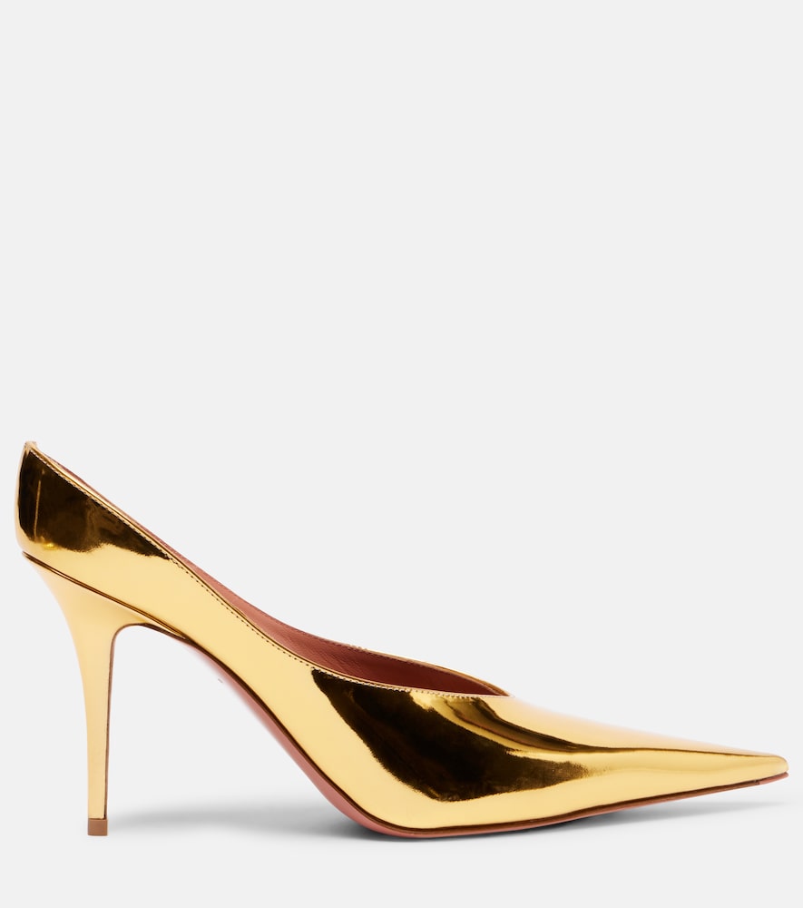 Amina Muaddi Anok 90 metallic leather pumps