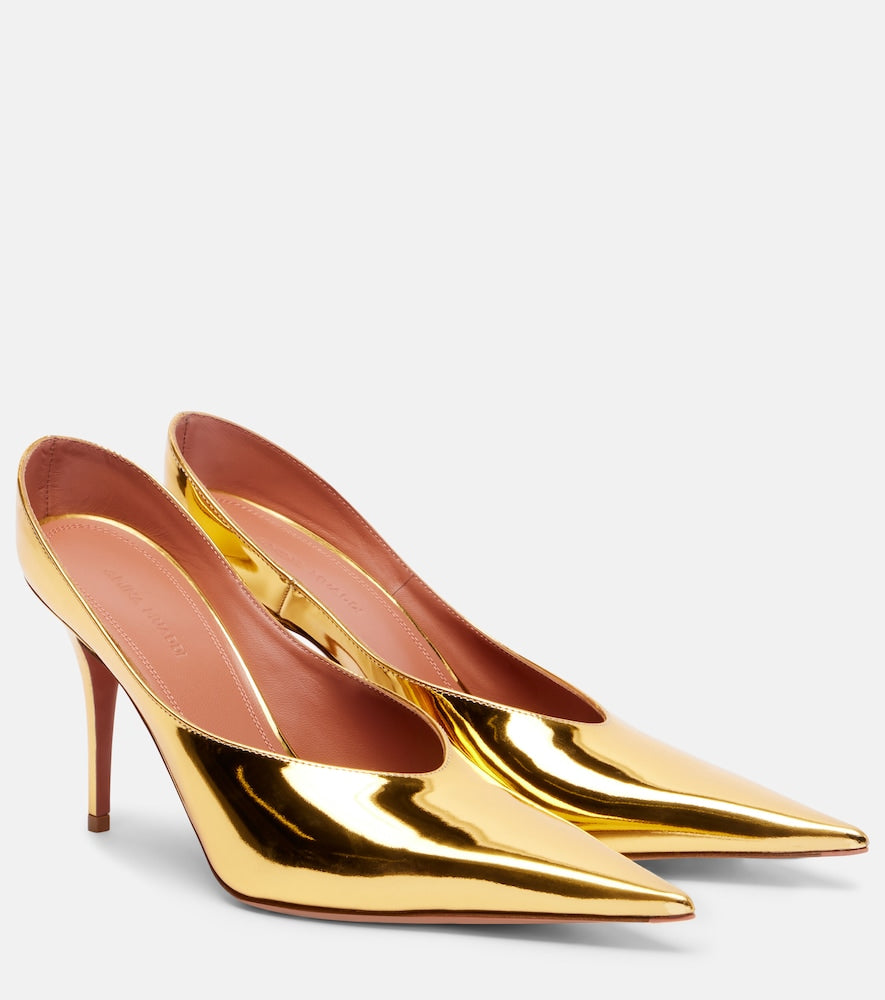 Amina Muaddi Anok 90 metallic leather pumps