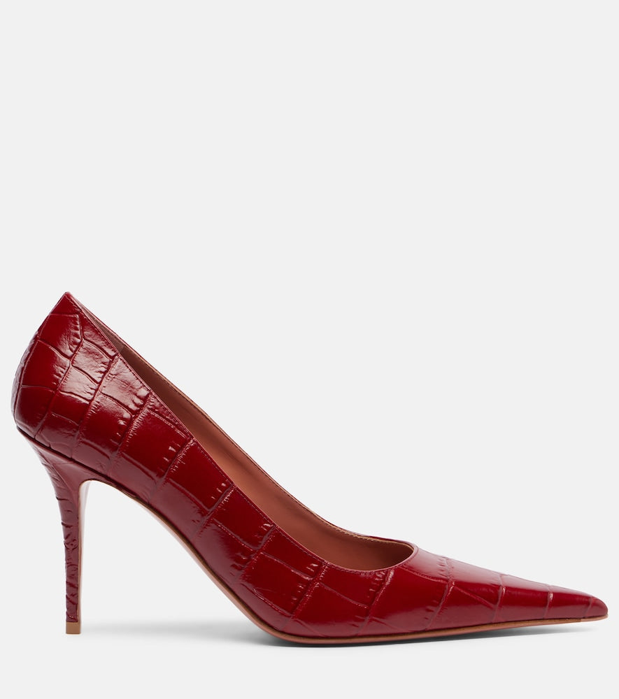 Amina Muaddi Barbara 90 croc-effect leather pumps