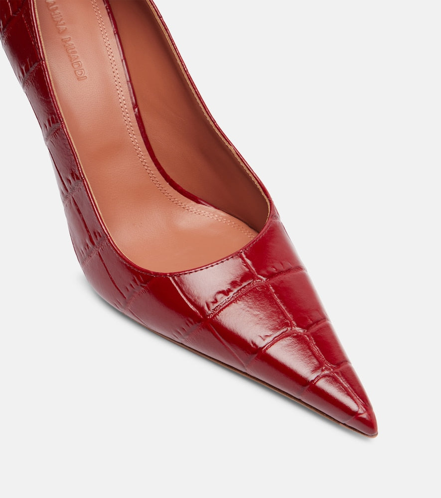 Amina Muaddi Barbara 90 croc-effect leather pumps