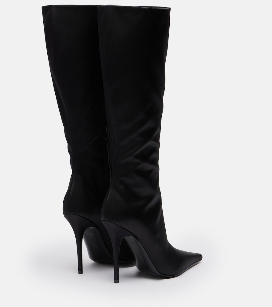 Amina Muaddi Barbara satin knee-high boots