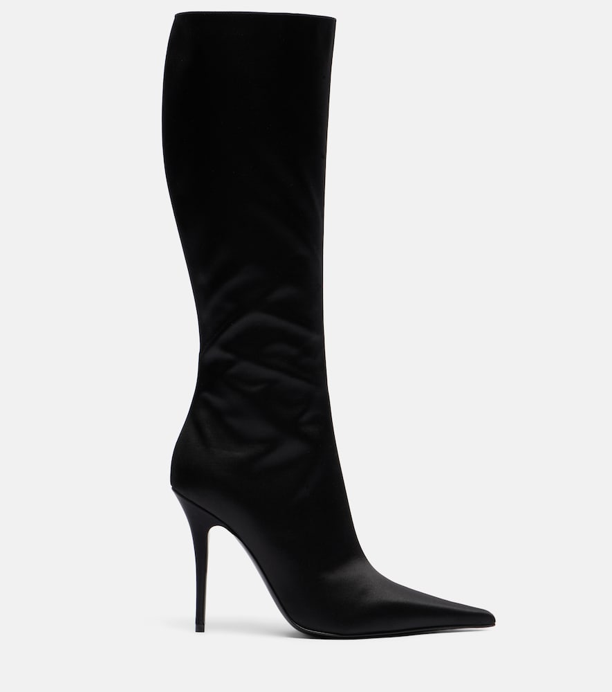 Amina Muaddi Barbara satin knee-high boots