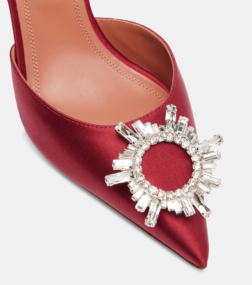 Amina Muaddi Begum 70 embellished satin slingback pumps