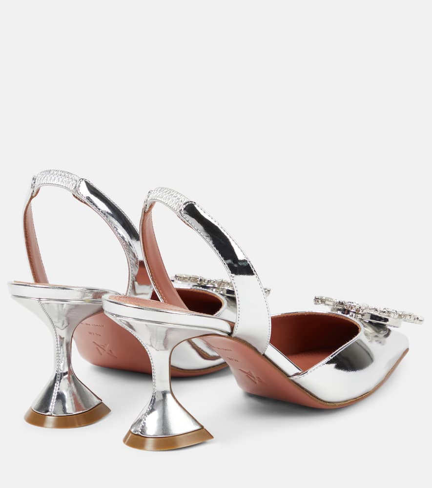 Amina Muaddi Begum 70 mirrored leather slingback pumps