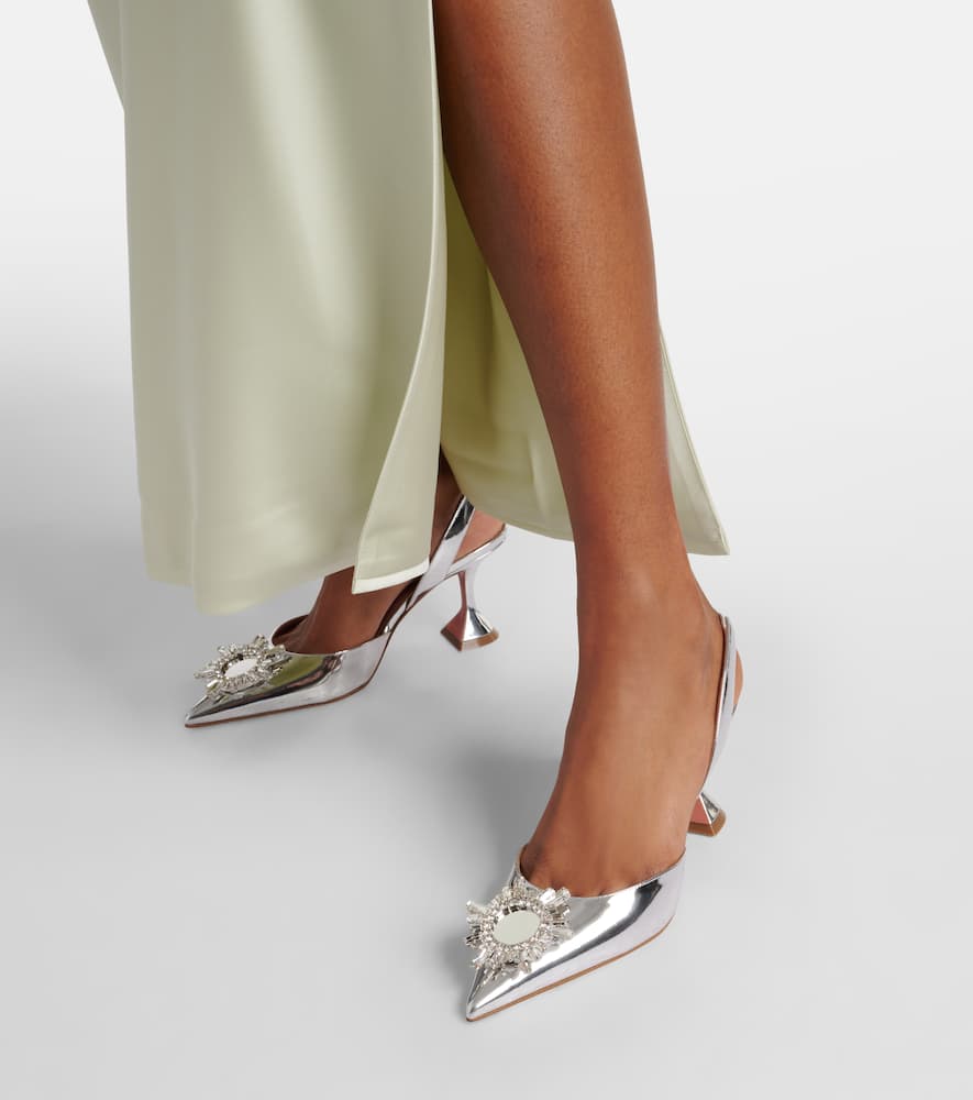 Amina Muaddi Begum 70 mirrored leather slingback pumps