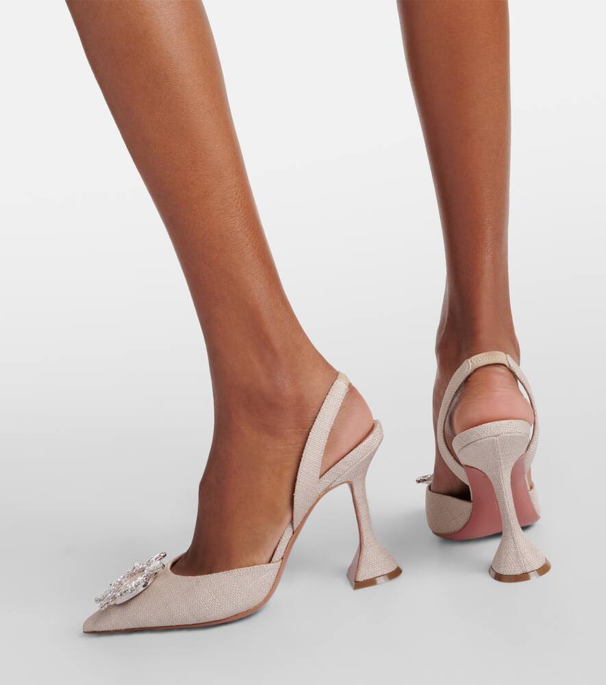 Amina Muaddi Begum 95 embellished canvas slingback pumps