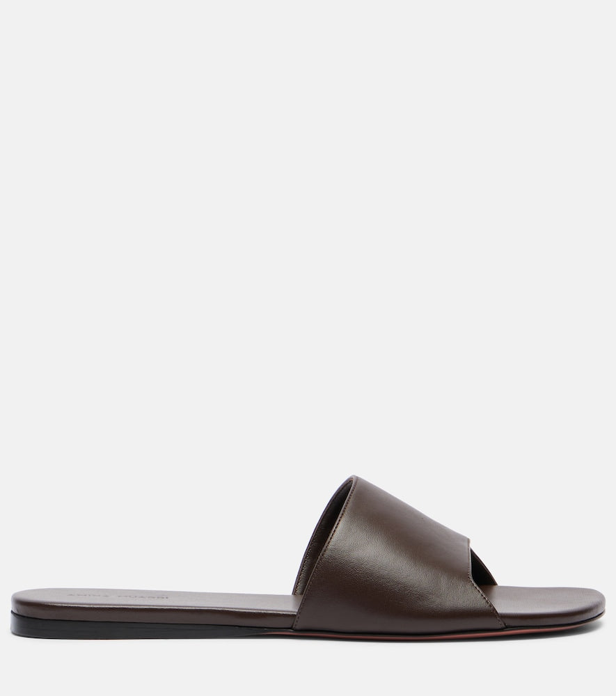 Amina Muaddi Bianca leather slides
