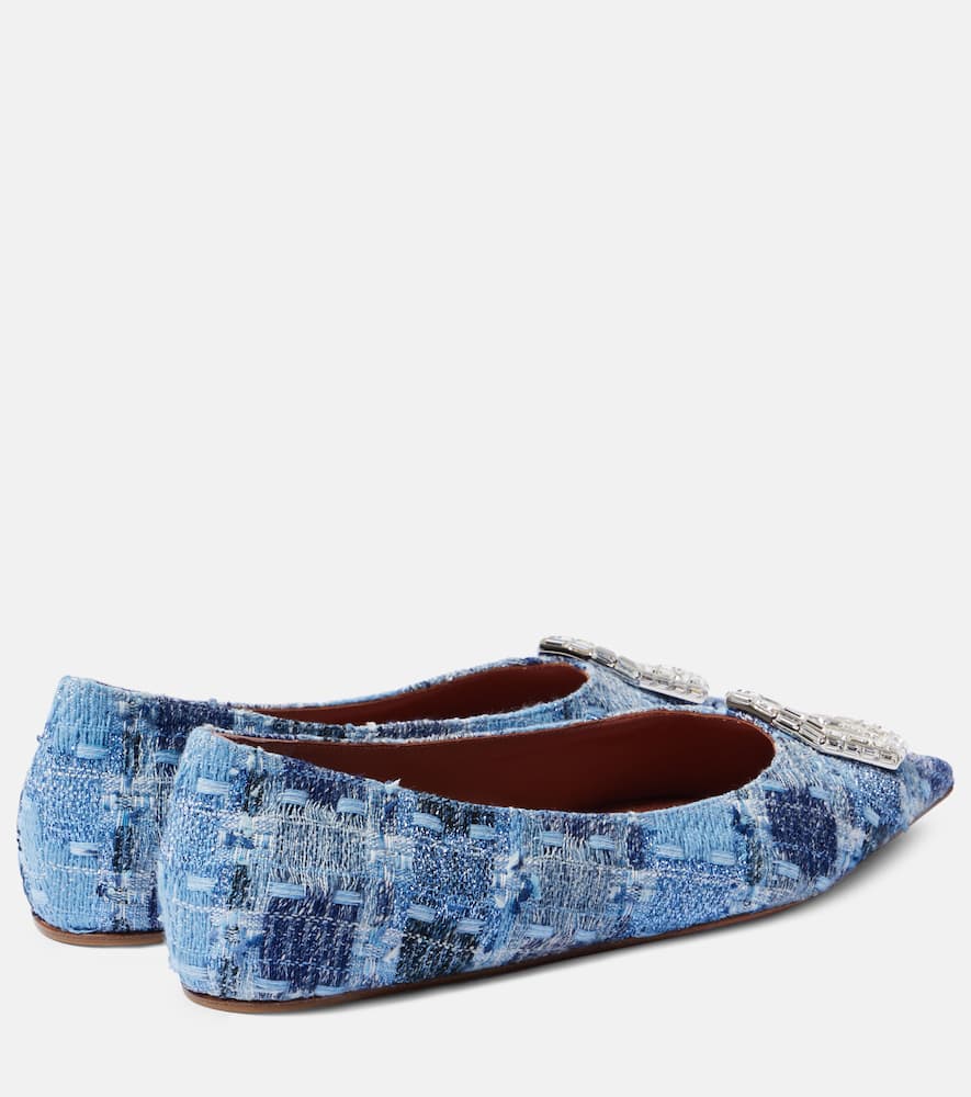 Amina Muaddi Camelia 90 embellished tweed pumps