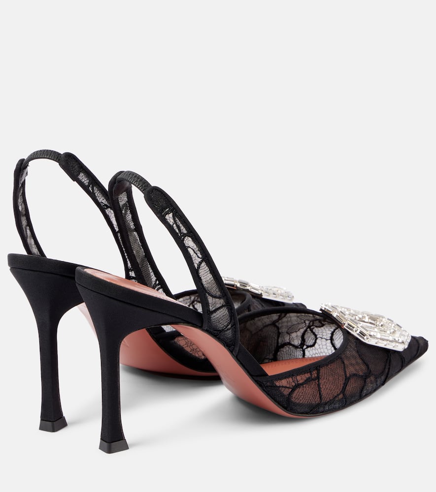 Amina Muaddi Camelia 90 lace slingback pumps