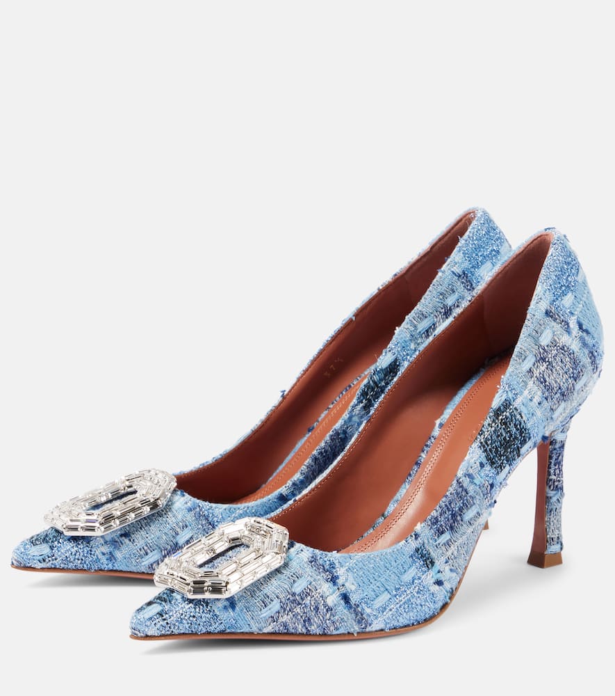 Amina Muaddi Camelia 90 tweed pumps