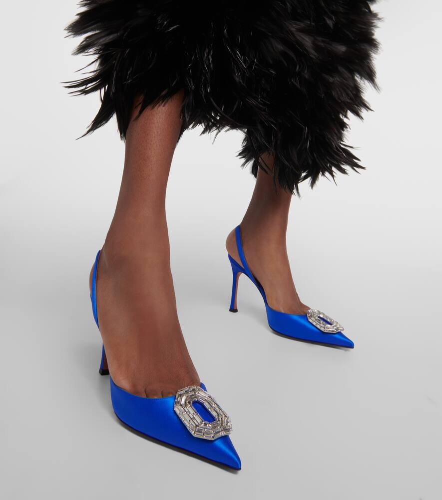 Amina Muaddi Camelia silk satin slingback pumps