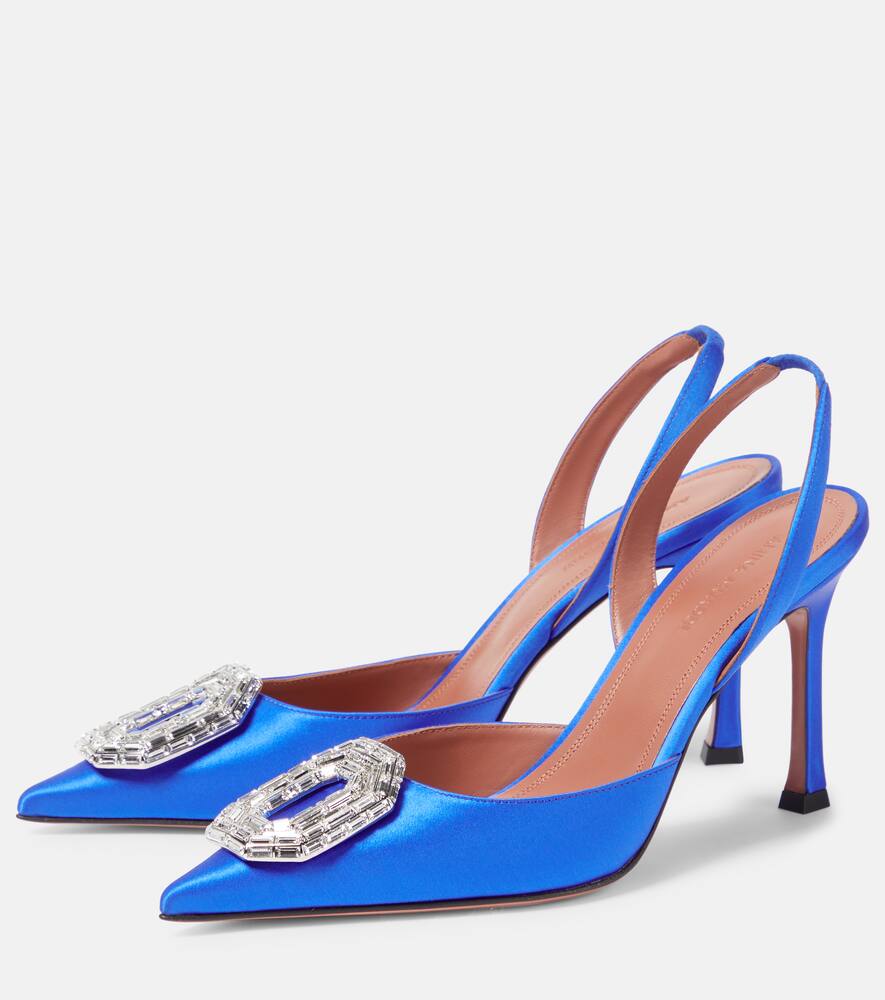 Amina Muaddi Camelia silk satin slingback pumps