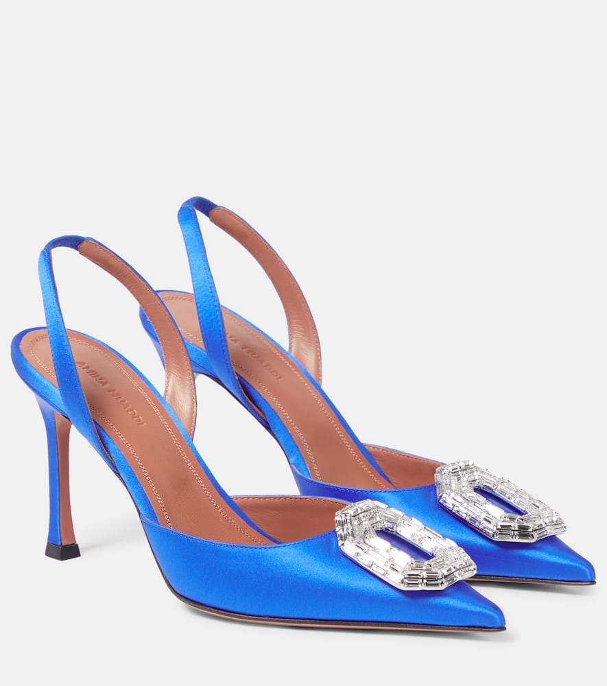 Amina Muaddi Camelia silk satin slingback pumps