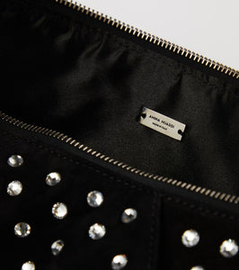 Amina Muaddi Cameron embellished suede shoulder bag