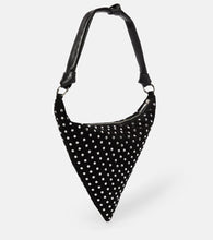 Amina Muaddi Cameron embellished suede shoulder bag