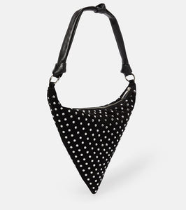 Amina Muaddi Cameron embellished suede shoulder bag