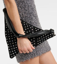Amina Muaddi Cameron embellished suede shoulder bag