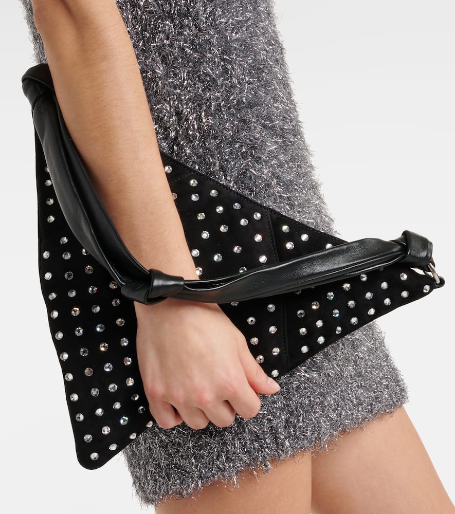 Amina Muaddi Cameron embellished suede shoulder bag