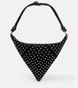Amina Muaddi Cameron embellished suede shoulder bag