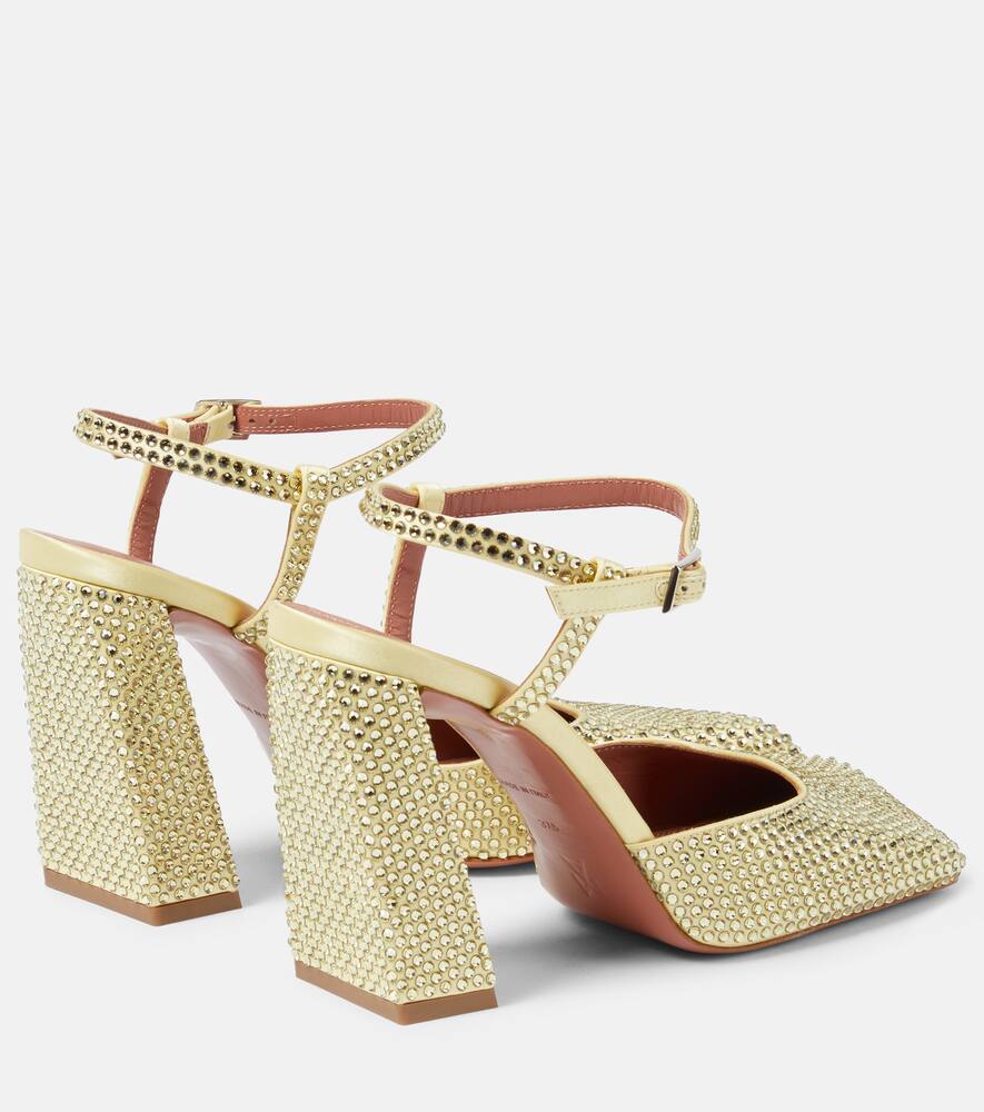 Amina Muaddi Charlotte 95 crystal-embellished satin pumps