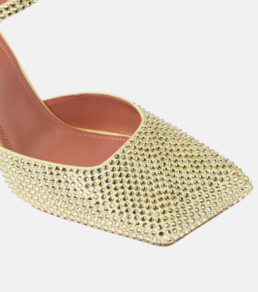 Amina Muaddi Charlotte 95 crystal-embellished satin pumps