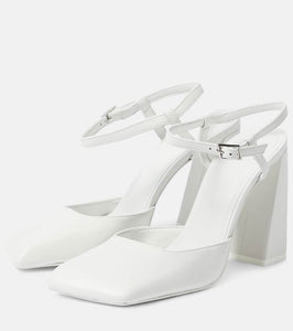 Amina Muaddi Charlotte 95 leather pumps