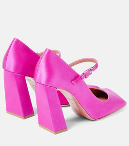 Amina Muaddi Charlotte 95 satin Mary Jane pumps