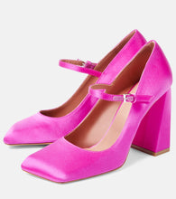 Amina Muaddi Charlotte 95 satin Mary Jane pumps