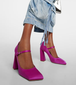 Amina Muaddi Charlotte 95 satin Mary Jane pumps