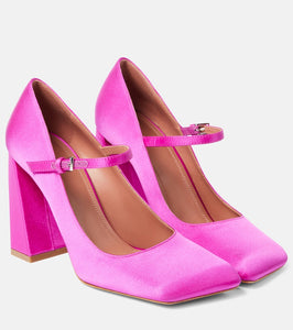 Amina Muaddi Charlotte 95 satin Mary Jane pumps