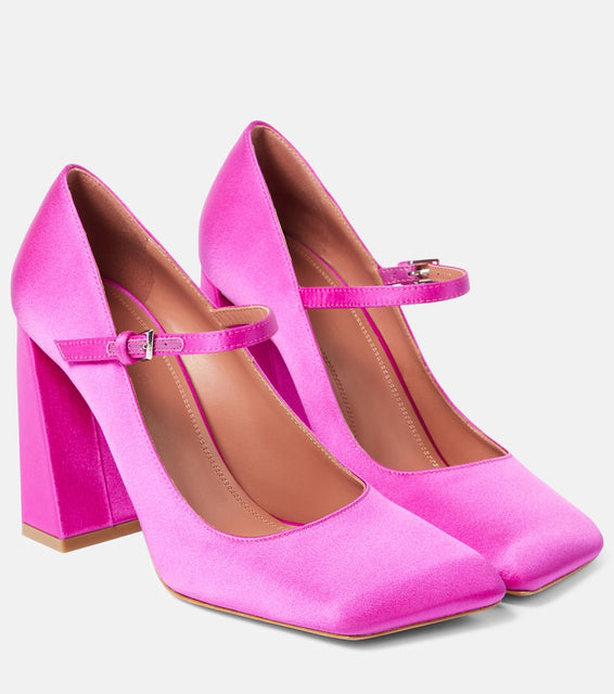 Amina Muaddi Charlotte 95 satin Mary Jane pumps