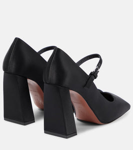 Amina Muaddi Charlotte 95 satin pumps