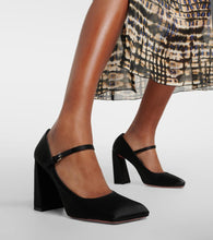 Amina Muaddi Charlotte 95 satin pumps