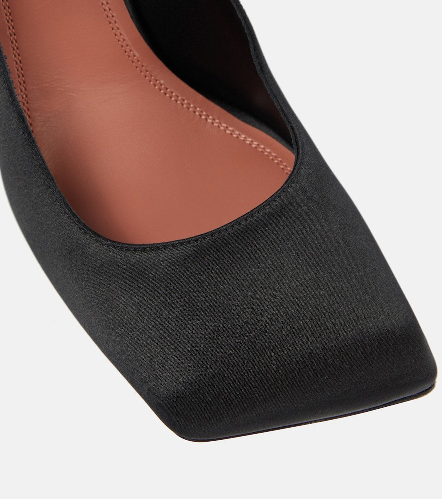 Amina Muaddi Charlotte 95 satin pumps