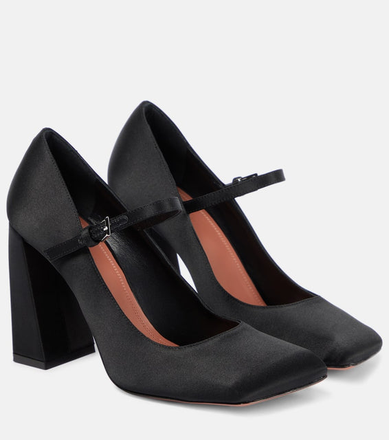 Amina Muaddi Charlotte 95 satin pumps