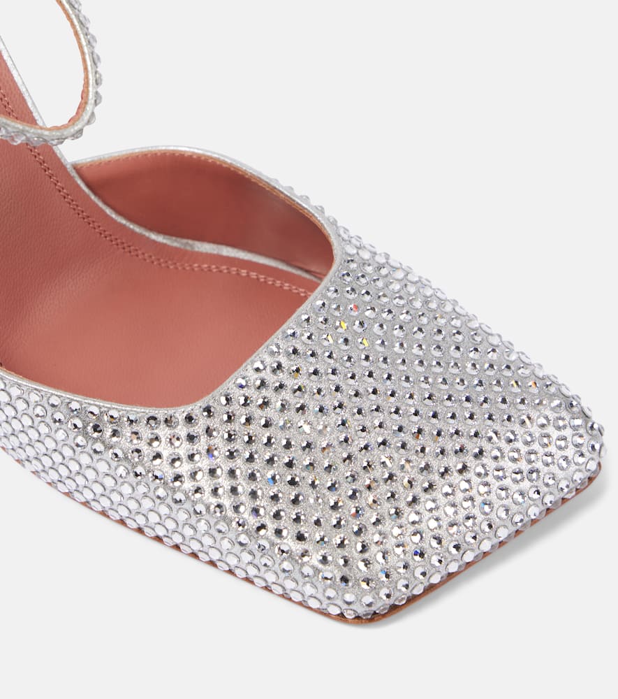 Amina Muaddi Charlotte crystal-embellished satin pumps