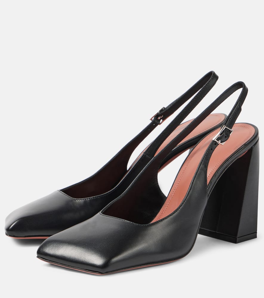 Amina Muaddi Charlotte leather slingback pumps