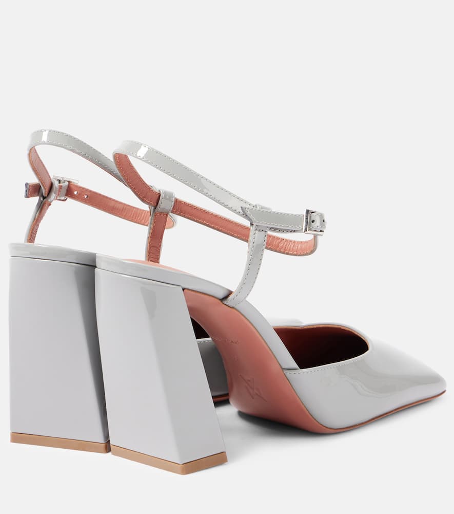 Amina Muaddi Charlotte patent leather slingback pumps