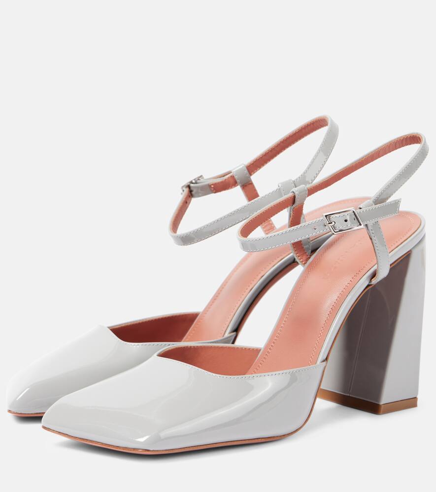 Amina Muaddi Charlotte patent leather slingback pumps
