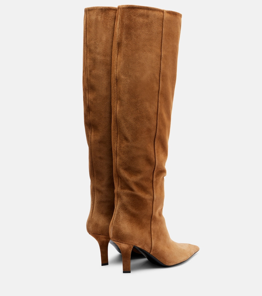 Amina Muaddi Christine 80 suede knee-high boots