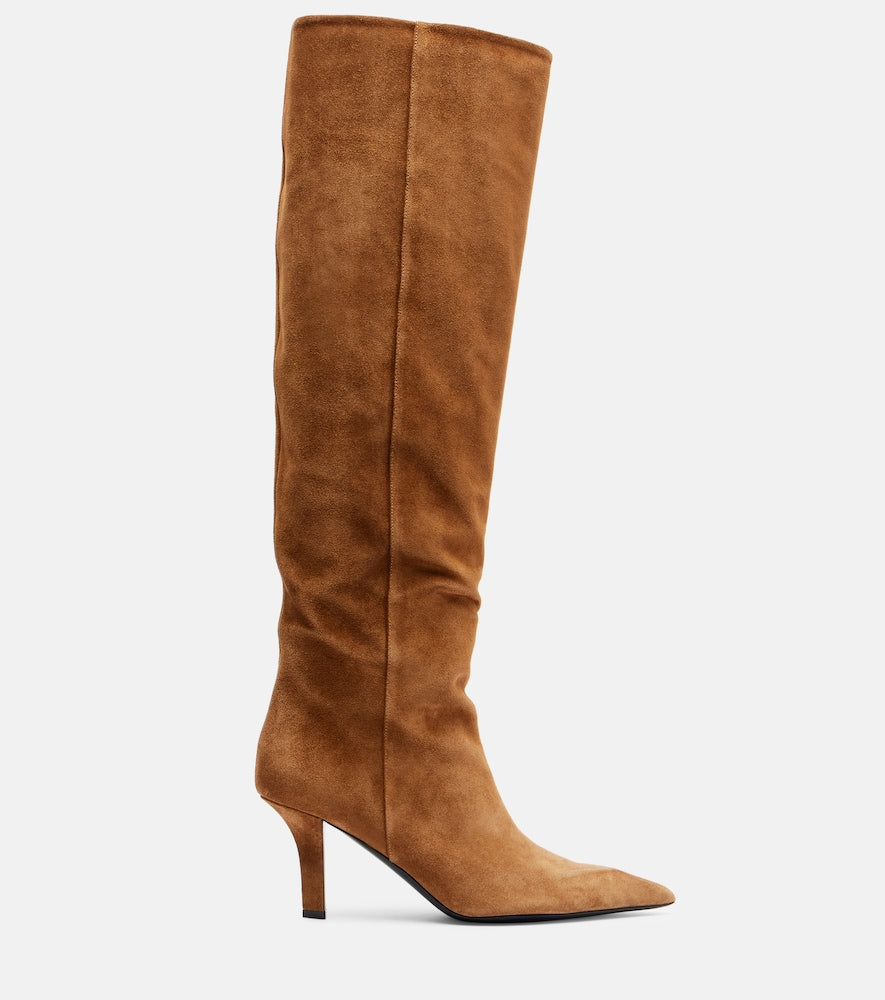 Amina Muaddi Christine 80 suede knee-high boots