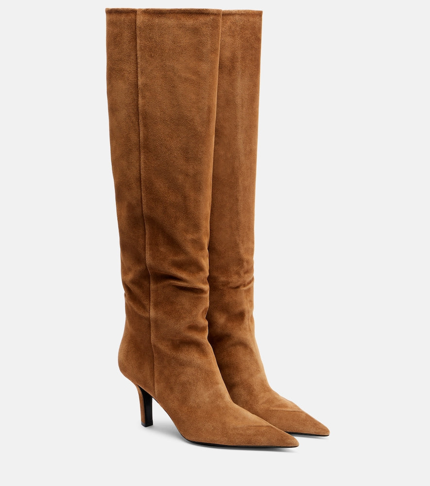 Amina Muaddi Christine 80 suede knee-high boots