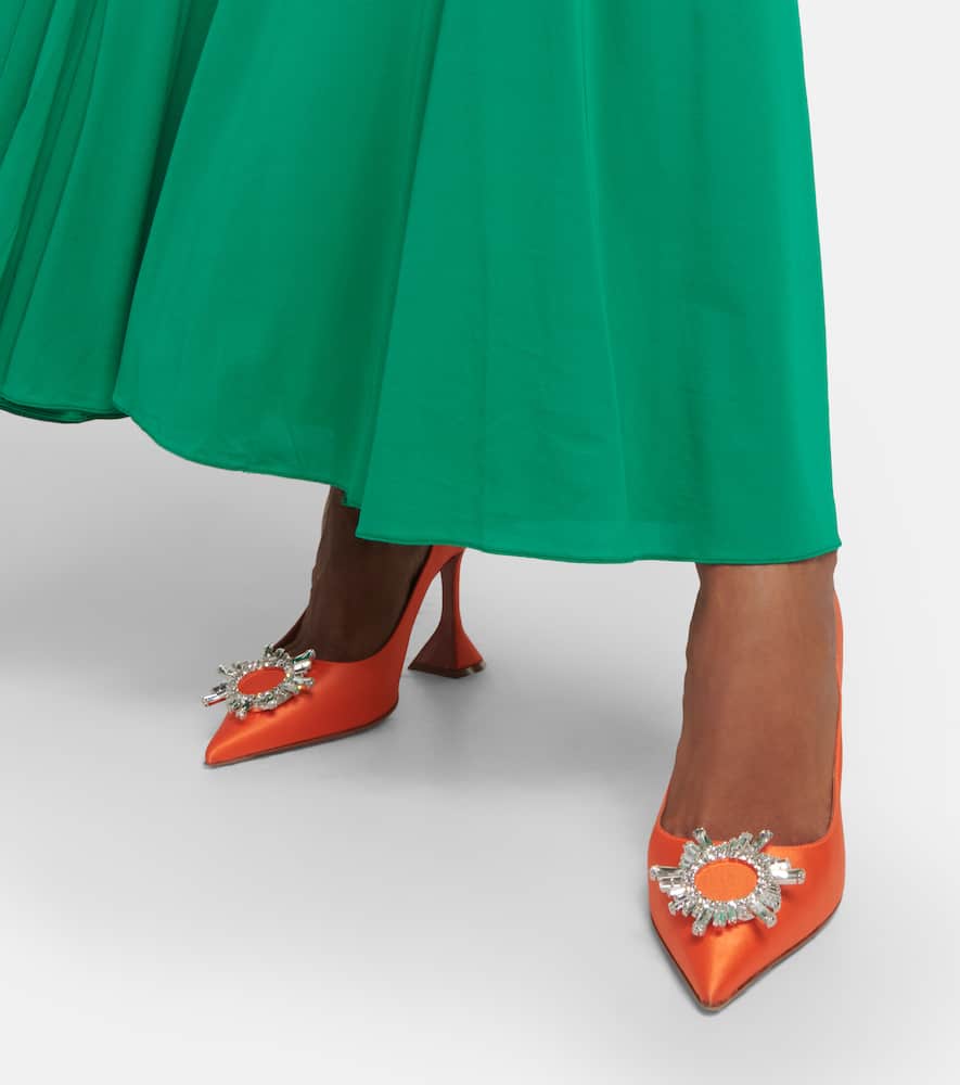 Amina Muaddi Crystal-embellished satin pumps