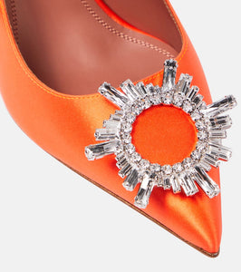 Amina Muaddi Crystal-embellished satin pumps