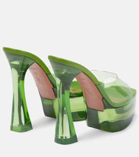 Amina Muaddi Dalida Glass PVC platform mules