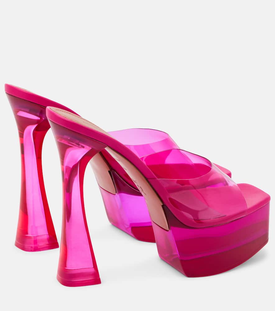 Amina Muaddi Dalida Glass PVC platform mules