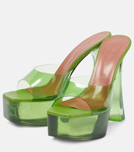 Amina Muaddi Dalida Glass PVC platform mules