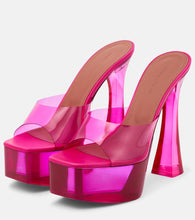 Amina Muaddi Dalida Glass PVC platform mules
