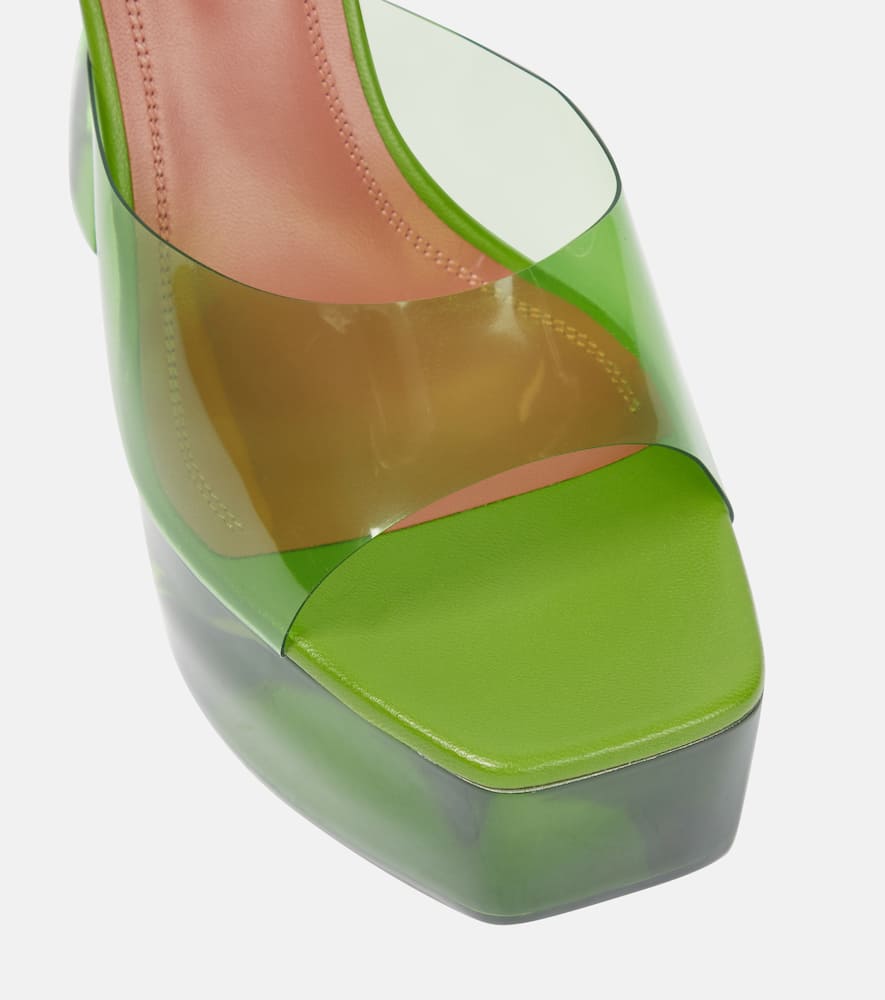 Amina Muaddi Dalida Glass PVC platform mules